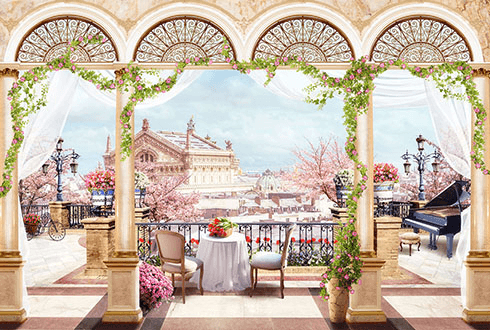 Wall Murals: Large terrace in the attic