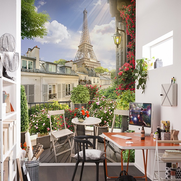 Wall Murals: Terrace in front of the Eiffel tower 0