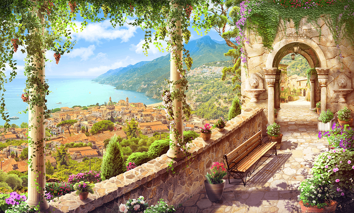 Wall Murals: Viewpoint coastal village