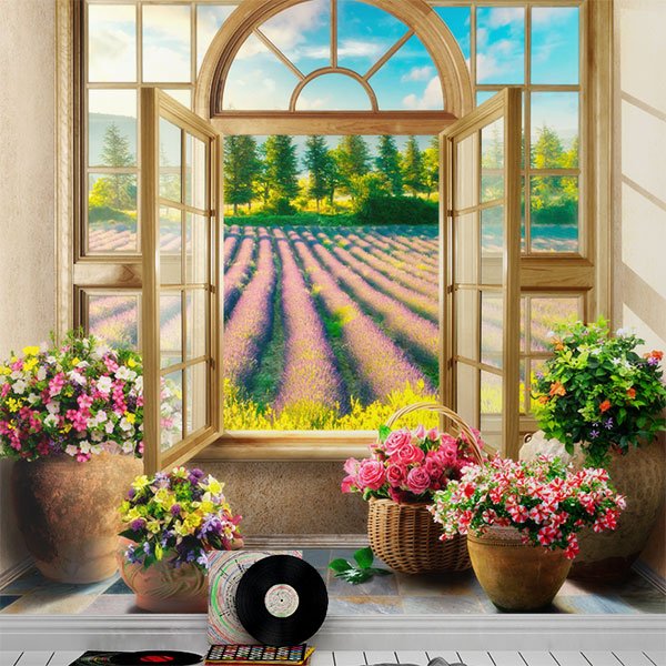 Wall Murals: Window to the Lavender field 0
