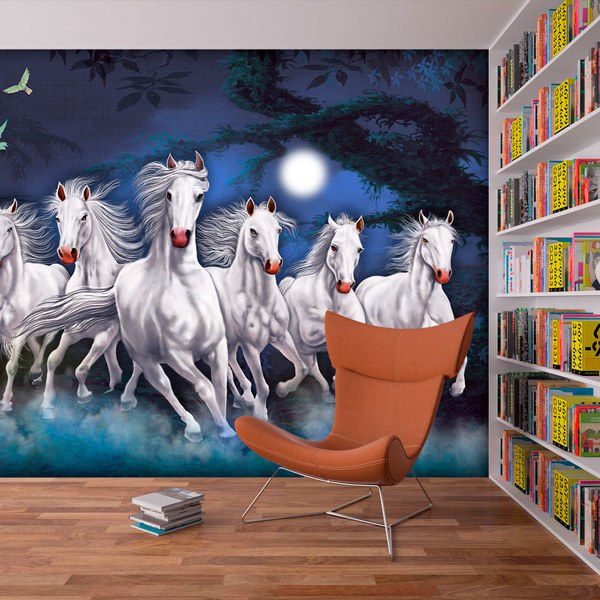 Wall Murals: White Horses in the Night 0