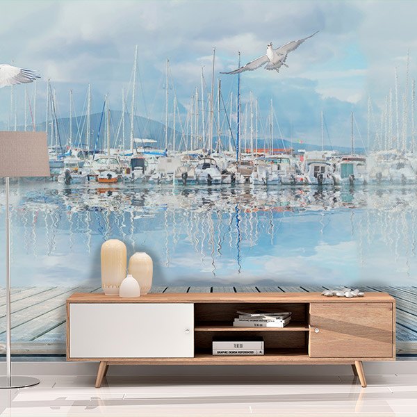 Wall Murals: Seagulls in the Port 0