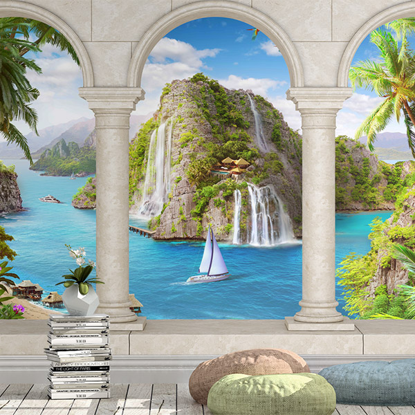 Wall Murals: Patio of Columns by the Sea 0