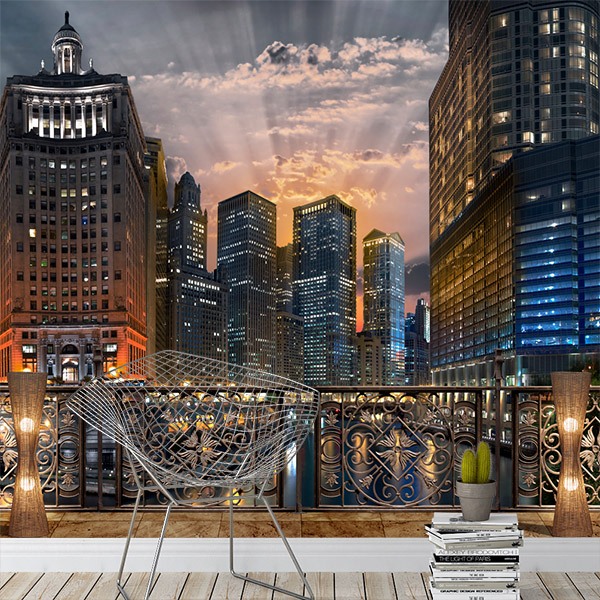 Wall Murals: Sunset in the Big City 0