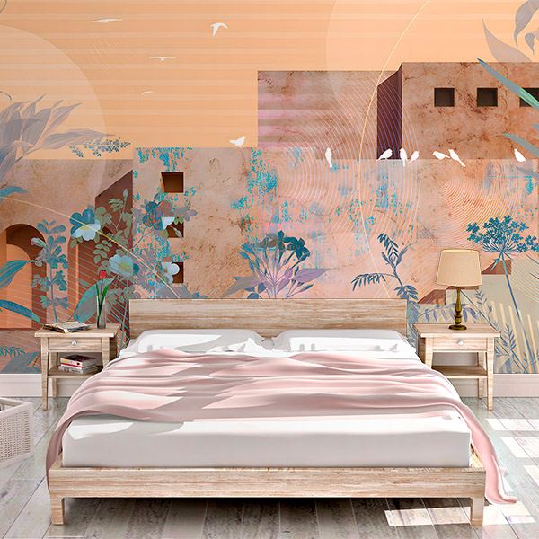 Wall Murals: Houses at sunset 0