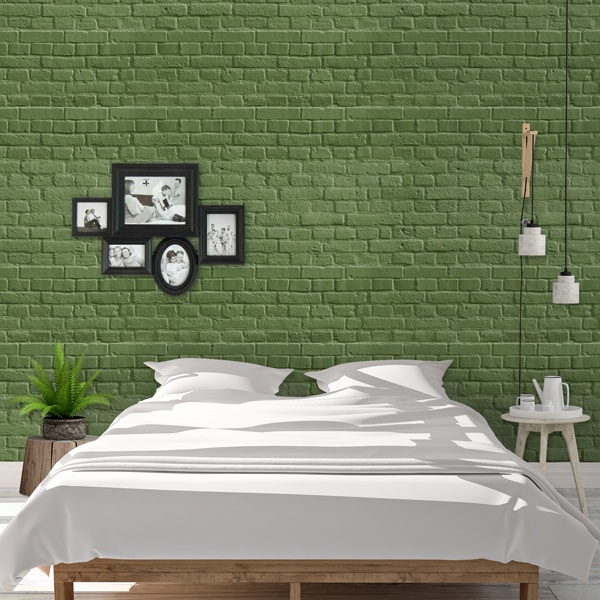 Wall Murals: Green brick texture 0