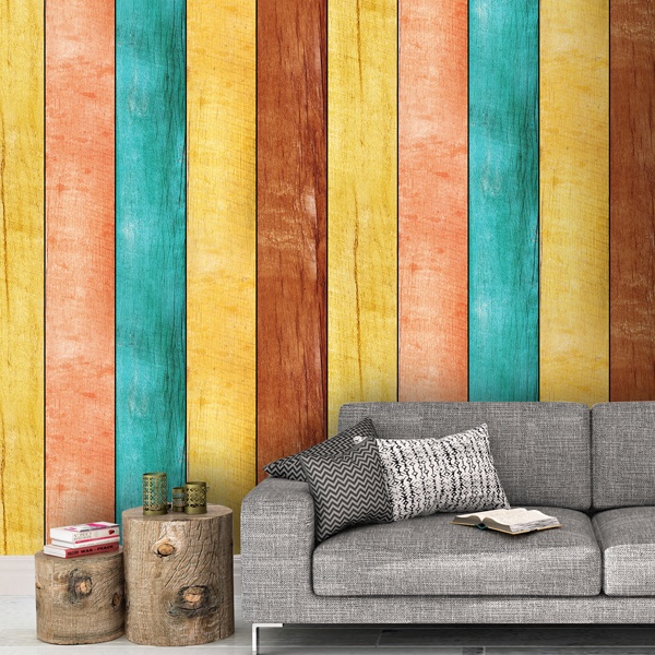 Wall Murals: Multicolored wood texture 0