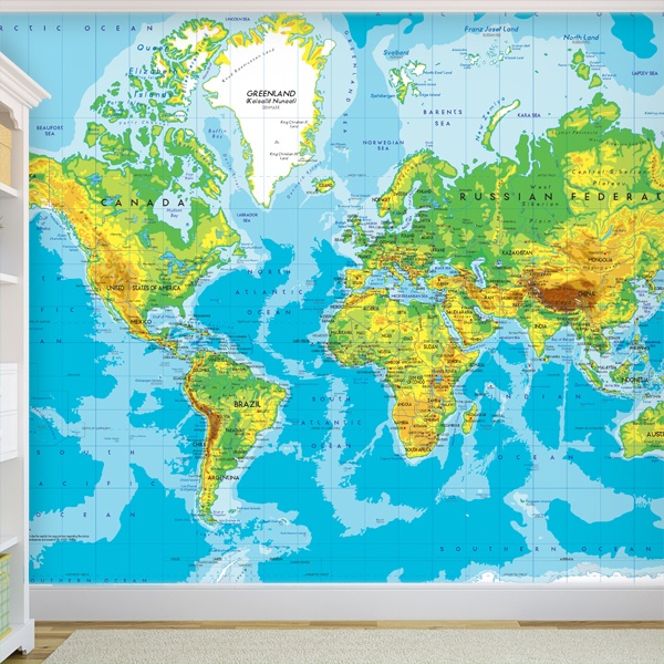 Wall Murals: World Map Relief 0