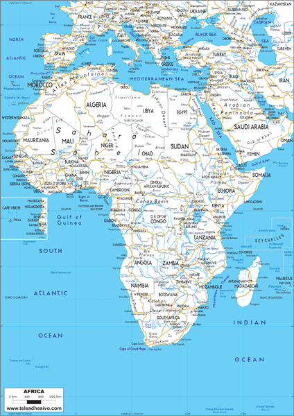 Wall Murals: Road map of Africa