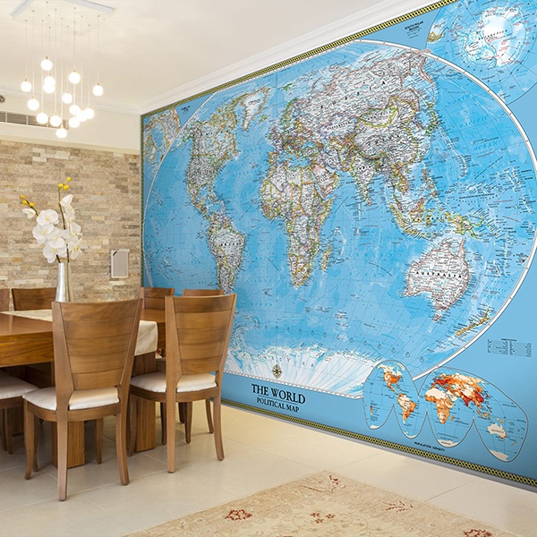 Wall Murals: World political world map