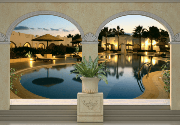 Wall Murals: Swimming pool in luxury hotel