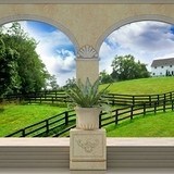 Wall Murals: Green meadow and farmhouse 3