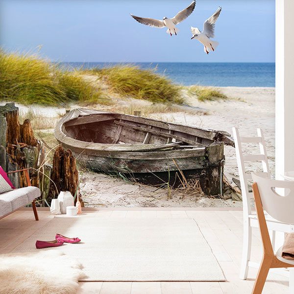 Wall Murals: Ancient boat on the sand