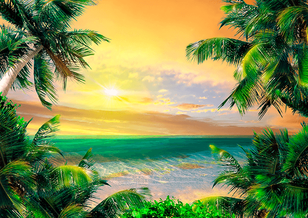 Wall Murals: Sunset at the Caribbean Treasury
