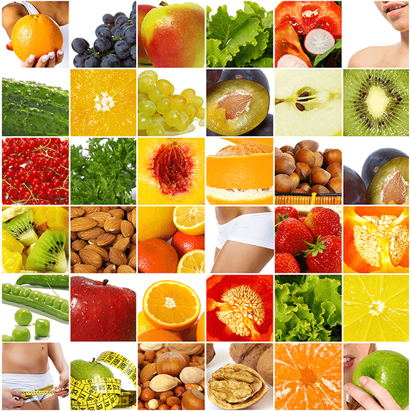 Wall Murals: Collage of fruits and food
