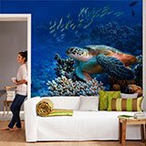 Wall Murals: Green turtle under the sea 2