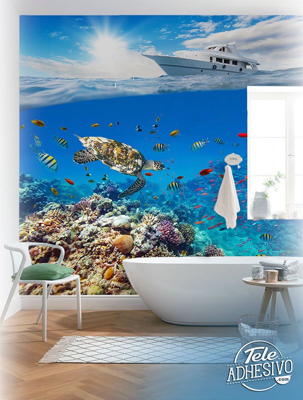 Wall Murals: Yacht sailing on corals