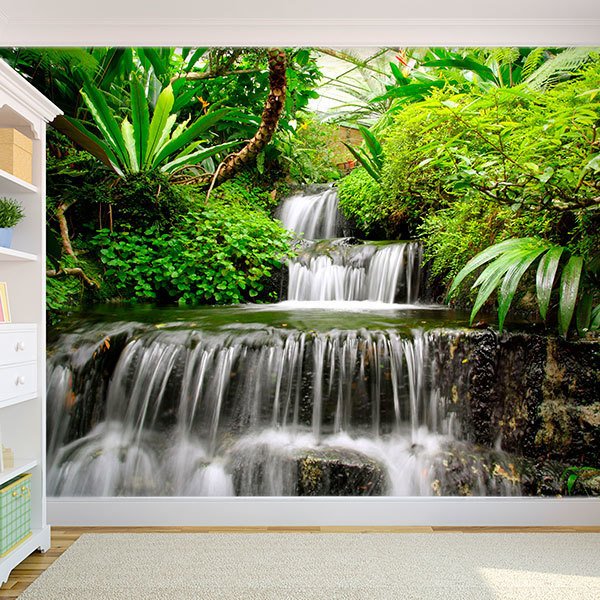 Wall Murals: Waterfalls in the tropical garden 0