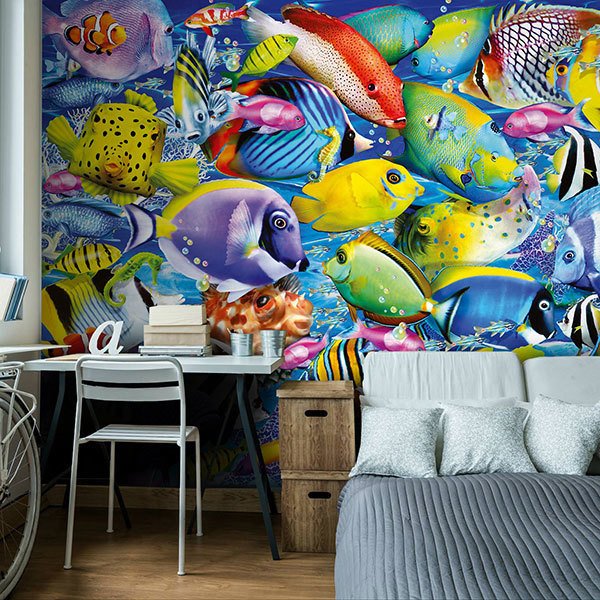 Wall Murals: Colored fish collection 0