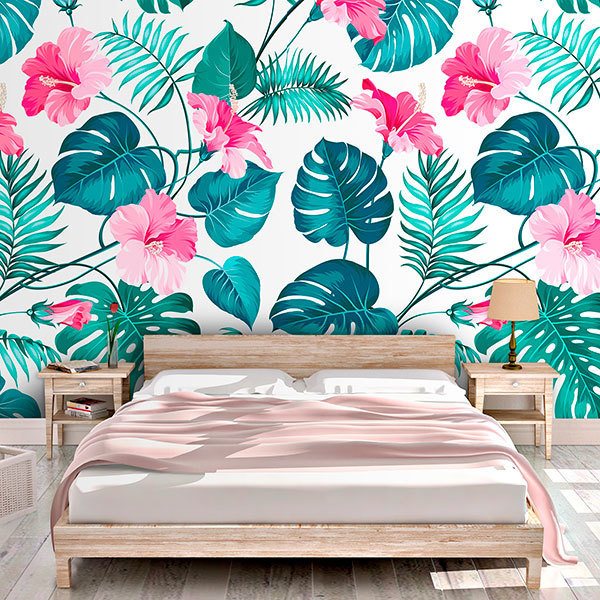 Wall Murals: Printed of flowers and leaves 0