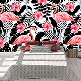 Wall Murals: Printed of Flamingos and flowers 2