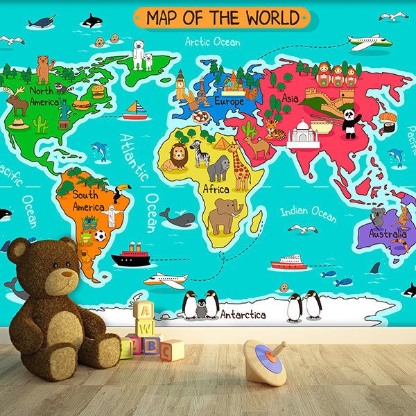 Wall Murals: Kid's World Map