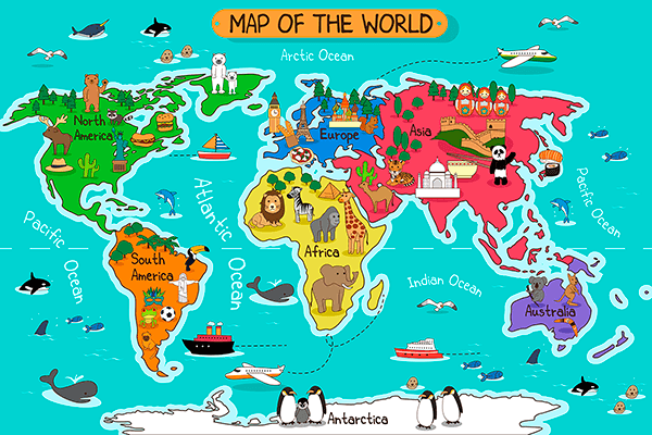 Wall Murals: Kid's World Map