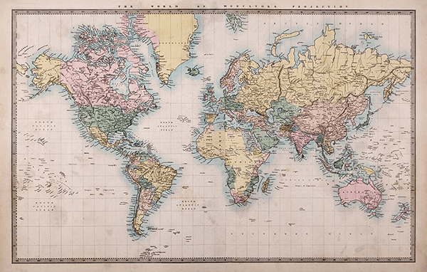 Wall Murals: Rustic world map