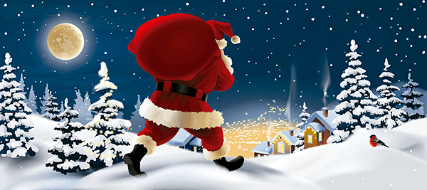 Wall Murals: Santa Claus distributes gifts