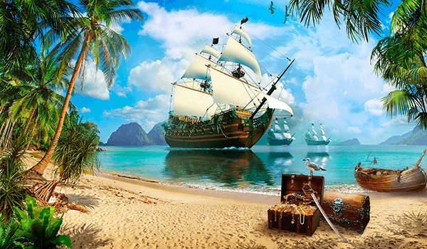 Wall Murals: Pirate ship in search of treasure