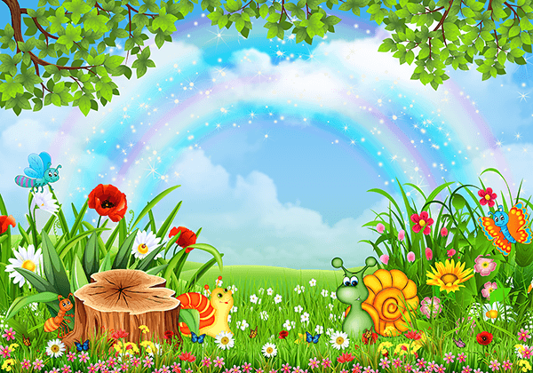Wall Murals: Animals under the rainbow