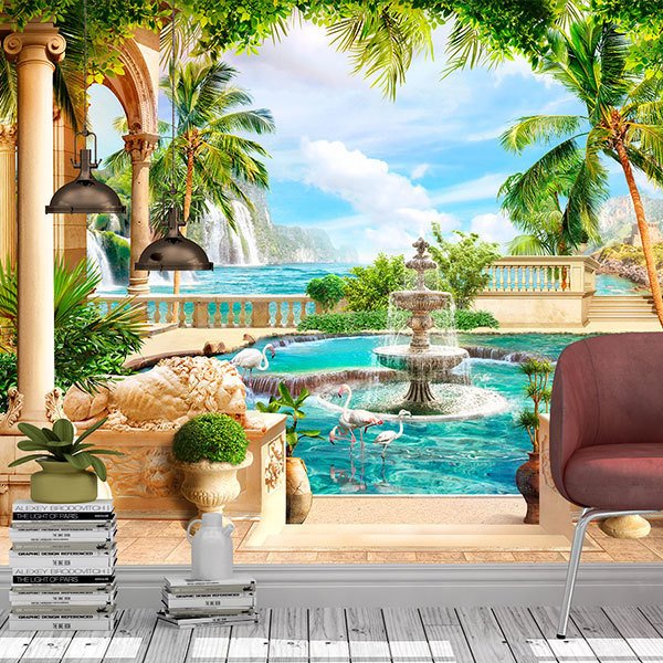 Wall Murals: Courtyard of columns in paradise