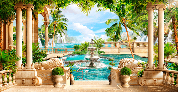 Wall Murals: Courtyard of columns in paradise