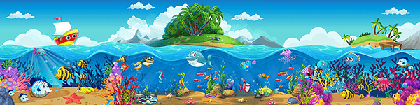 Wall Murals: Infantile marine fauna