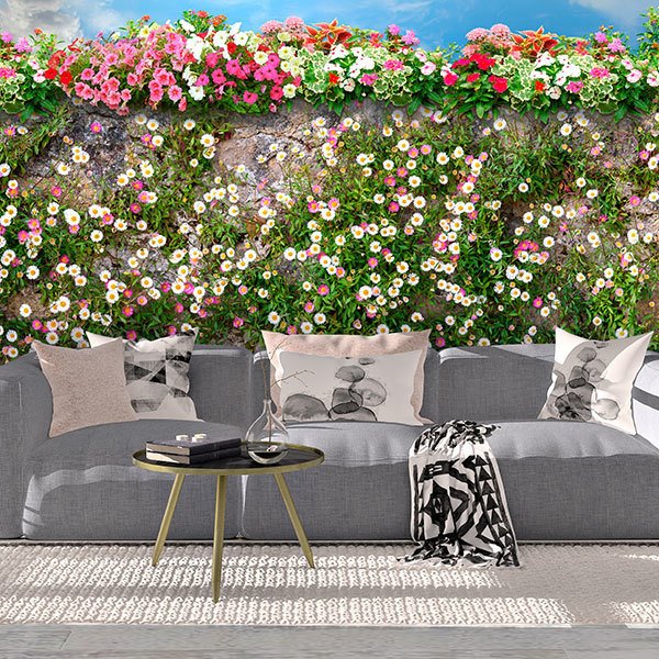 Wall Murals: Wall with flowers