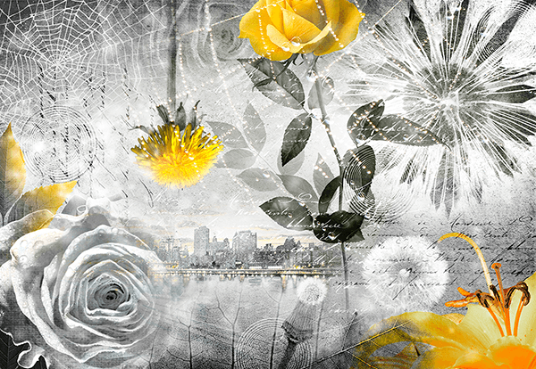 Wall Murals: Collage floral city