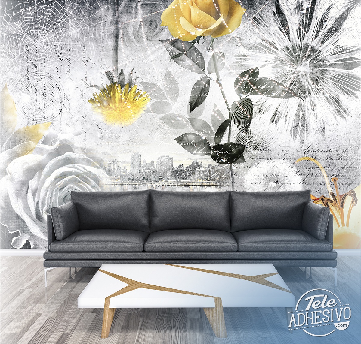 Wall Murals: Collage floral city