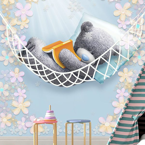Wall Murals: Bear sleeping in a hammock 0
