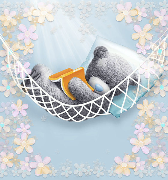 Wall Murals: Bear sleeping in a hammock