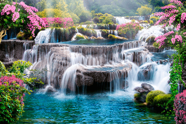 Wall Murals: Garden of large waterfalls