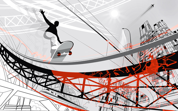 Wall Murals: Skate Illustration
