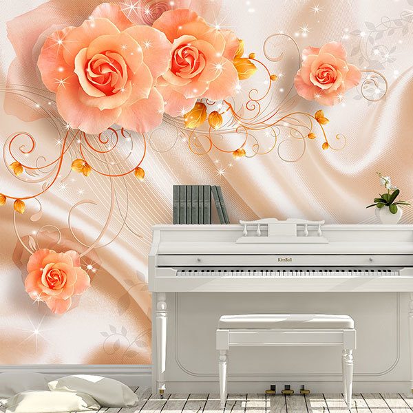 Wall Murals: Roses among silks