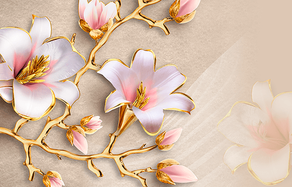 Wall Murals: Golden lilies