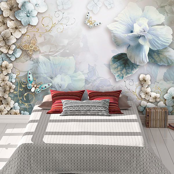 Wall Murals: Diamond flowers and butterflies 0