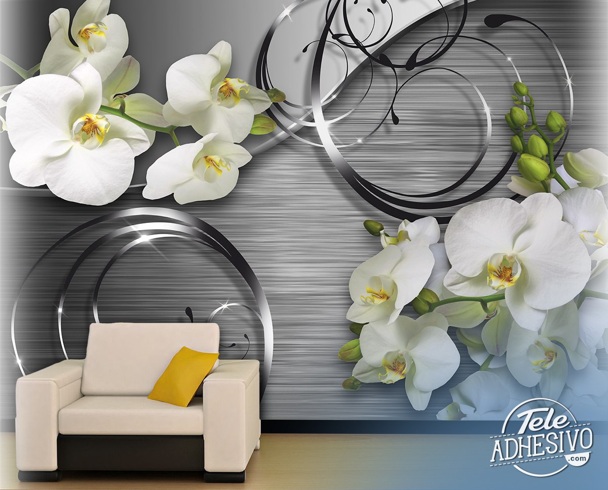 Wall Murals: Orchids on metal
