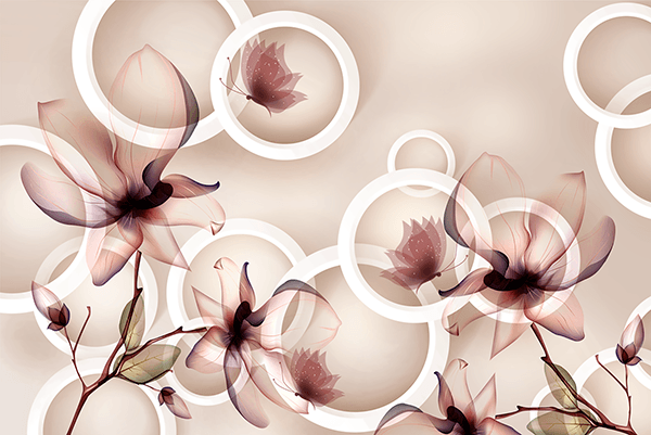 Wall Murals: Flowers, rings and butterflies