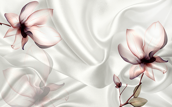 Wall Murals: Flowers among silks