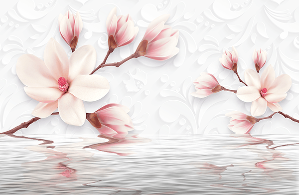 Wall Murals: Flowers sprouting from the water