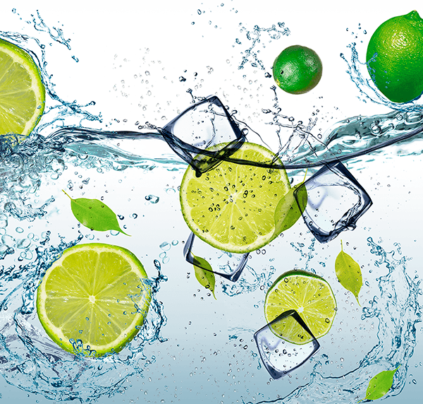 Wall Murals: Limes splashing in water
