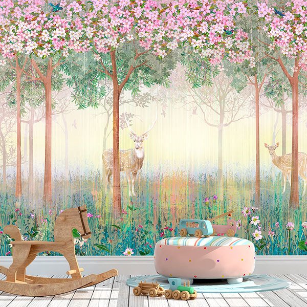 Wall Murals: Deer in spring 0